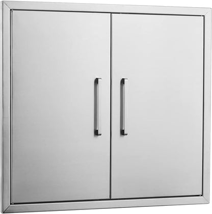 Outdoor Kitchen Doors Stainless Steel,26" W by 24" H Double Access Door,Flush Mount for Outdoor Kitchen and BBQ Island