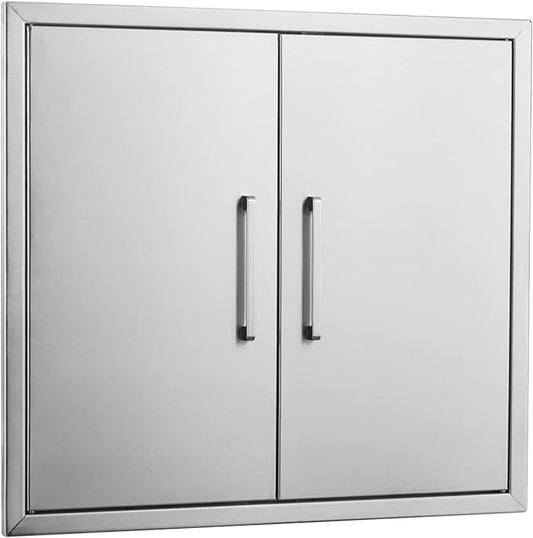 Outdoor Kitchen Doors Stainless Steel,26" W by 24" H Double Access Door,Flush Mount for Outdoor Kitchen and BBQ Island