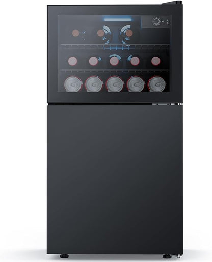 COWSAR 2.6 Cu.Ft Beverage Refrigerator & Mini Fridge with Freezer - Glass Door, Reversible Design, Adjustable Thermostat for Dorm, Office, Bedroom