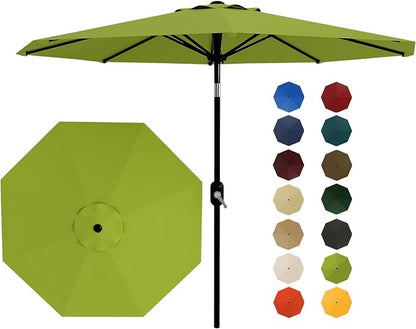 Garvee 10FT Patio Umbrella 8 Sturdy Ribs Outdoor Table Umbrella,Grass Green | Crank Lift & Push Button Tilt - Market Umbrella for Pool, Deck, Yard, Garden