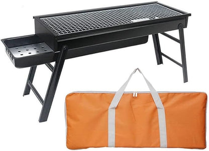 Portable BBQ Grill Folding Charcoal Barbecues Grill Stainless Steel BBQ Camping Grill for Outdoor Barbecue Lovers Picnics Park Beach Party for 3-5 People 60 x 22 x 33 cm (Size : F)
