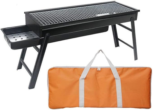 Portable BBQ Grill Folding Charcoal Barbecues Grill Stainless Steel BBQ Camping Grill for Outdoor Barbecue Lovers Picnics Park Beach Party for 3-5 People 60 x 22 x 33 cm (Size : F)