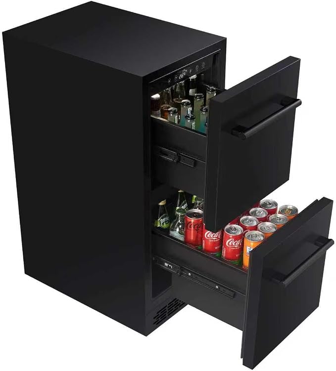 15 inch Double Drawer drawer refrigerator under counter Beverage Refrigerator, Indoor/Outdoor Fridge for Patio, Kitchen & Bar, Weatherproof