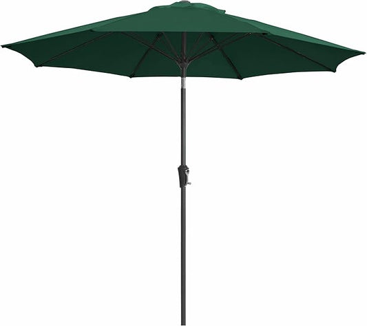 JEAREY 9FT Outdoor Patio Umbrella,Market Table Umbrella with 8 Fiberglass Ribs, Pool Umbrella with Tilt and Crank, UV Protection Lightweight & Wind-Resistant for Lawn, Garden, Deck and Backyard, Dark Green