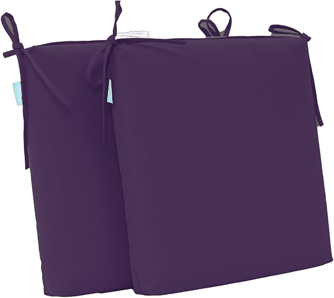 QILLOWAY Outdoor Indoor Seat Cushions, Square Foam Dining Chair Pads,All Weather, 17"x17"x3",2 Count(Purple)