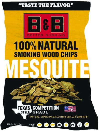 B&B Charcoal Mesquite Wood Smoking Chips 180 cu. in.