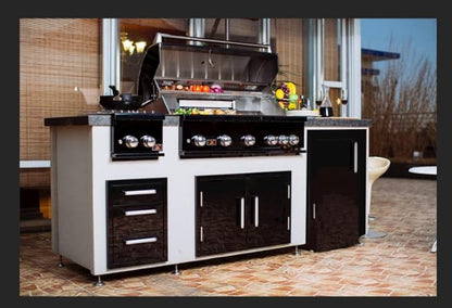WHISTLER Stainless Steel Single Access Door & Double Drawer Combo with Handles for Outdoor Kitchen BBQ Island,33×22×22 Inches,Black