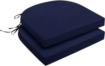 downluxe Outdoor Chair Cushions Set of 2 for Patio Furniture, Water-Resistant Patio Chair Cushions with Ties, High Density Foam Outdoor Seat Cushion, 17" X 16" X 2", Navy
