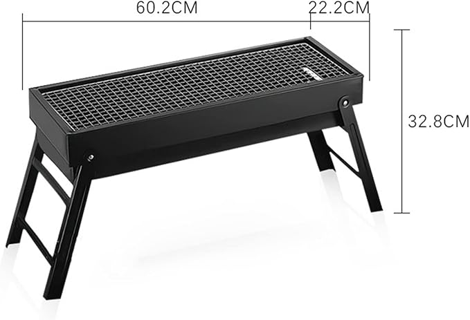Srliya Portable BBQ Grill, Charcoal Grill with Extended Stainless Steel Grid and Pull Out Box, Lightweight Foldable Design for Camping Picnics Traveling ((Approx. 60.2x22.2x32.8cm / 23.7x8.7x12.9in