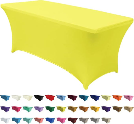 ABCCANOPY 6FT Spandex Table Cover, Stretch Fitted Tablecloth, Yellow | Rectangular Tight, Fitted, Washable and Wrinkle Resistant Table Protector for Wedding, Banquet,Birthday, Party, Event