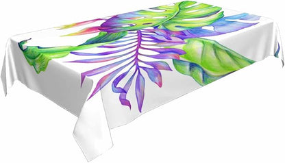 Colorful Palm Leaves Decorative Rectangle Tablecloth Tropical Floral Foliage Exotic Summer Polyester Table Cloths Kitchen Table Cover for Dining BBQ Picnic Coffee Table 60 x 84 Inch 6-8 Seats