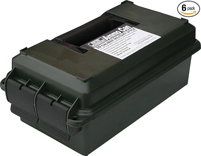 MTM AC30C-11 Ammo Can Short | 30-Caliber | Heavy-Duty Dual Latching System | Rugged Polypropylene Plastic | O-Ring Seal System, Water Resistant | Forest Green, Medium (Pack of 6)