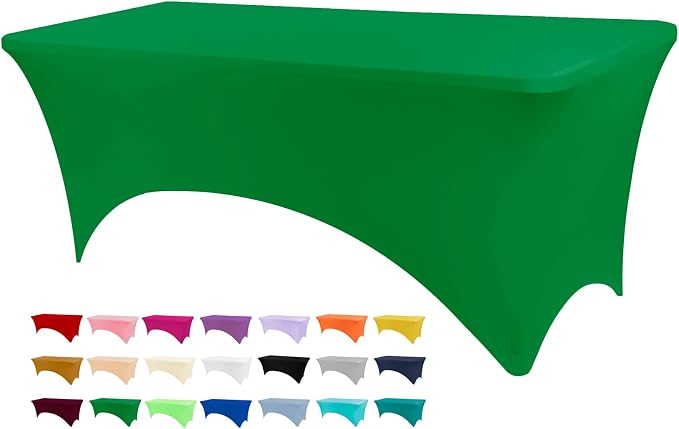 BDDC 4ft Stretch Spandex Fitted Table Cloth for 4 Foot Tables | GRS-Certified Eco-Friendly Fabric, Elastic Fit Rectangle Tablecloth, Washable, Wrinkle-Free, For Events & Parties