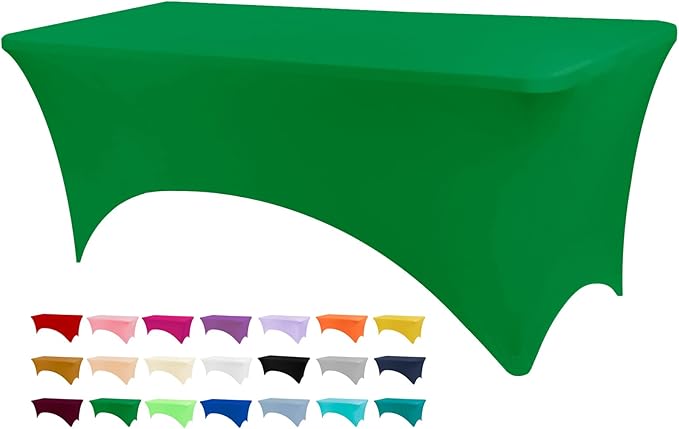 BDDC 8ft Stretch Spandex Fitted Table Cloth for 8 Foot Tables | GRS-Certified Eco-Friendly Fabric, Elastic Fit Rectangle Tablecloth, Washable, Wrinkle-Free, For Events & Parties