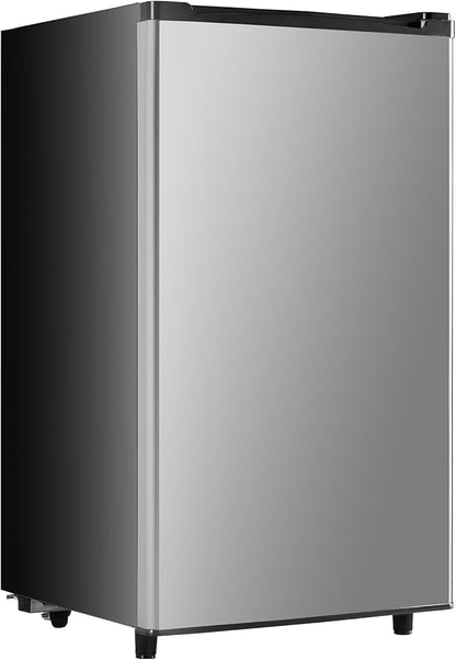 3.2 Cu.Ft Mini Fridge with Freezer, 1 Door Small Refrigerator with Adjustable Thermostat Energy-efficient Low Noise, Compact Fridge for Bedroom, Office, Dorm, Silver