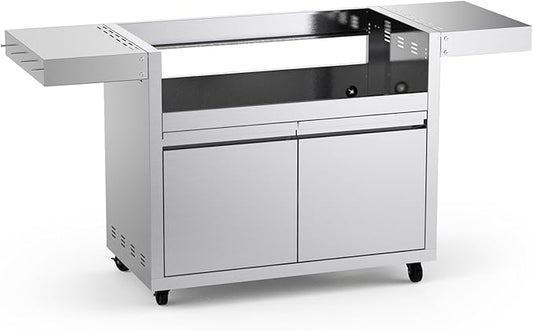 Stainless Steel Grill Cart for Hygrill 5-Burner Built-In Gas Grill, Outdoor Kitchen Island with Foldable Side Shelves and Storage Cabinet
