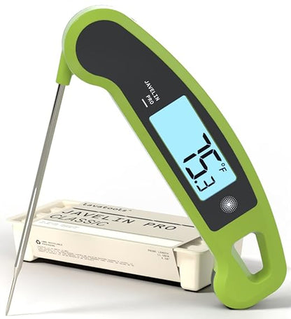 Lavatools Javelin® PRO Classic Ultra-Fast 2-Second Professional Digital Instant Read Meat Thermometer for Grill and Cooking, Auto-Rotating Backlit Display, IP65 Water Resistant, NSF Certified – Wasabi