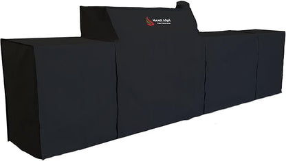 Mont Alpi All Weather Cover for 6-Burner 120"W Original Deluxe Black 400 Series Outdoor Kitchen Island with Beverage Center - MAi400-BEV / MAi400-DBEV / MAi400-BSSBEV / MAi400-DBEVFC / MAi400-BSSBEVFC