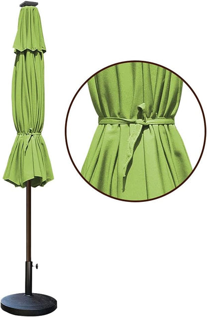 EliteShade USA 10-Year-Non-Fading 9ft Market Patio Umbrella, Commercial Grade Table Sun Umbrella with 80 Solar LED Lights, Crank Open, Windproof & UPF 50+ UV Protection for Garden, Deck, Pool, Backyard, Macaw Green