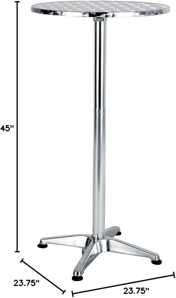 Silver Aluminum Indoor Outdoor 23.75" Restaurant Bar Table & Flash Furniture Mellie 23.25" Round Aluminum Indoor-Outdoor Bar Height Table with Flip-Up Table