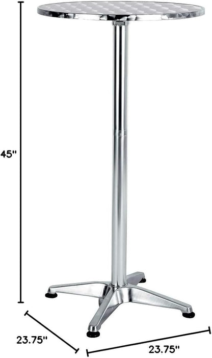 Silver Aluminum Indoor Outdoor 23.75" Restaurant Bar Table & Flash Furniture Mellie 23.25" Round Aluminum Indoor-Outdoor Bar Height Table with Flip-Up Table