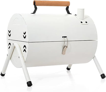 Portable Charcoal Grill,Small BBQ Grill with Smoker Double-Side Use,Mini Tabletop Barbecue Grill,Outdoor Charcoal Barrel BBQ Grill for Backyard Camping Picnics Compact Camping Grills