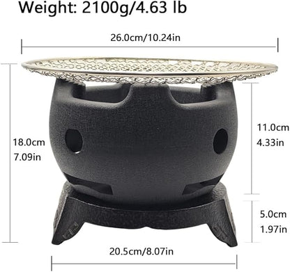 Yakitori Grill, Aluminium Alloy Small and Lightweight BBQ Stove, Japanese Portable Charcoal Barbecue Yakiniku for Household or Outdoor, Teapot Warmer, Tea Stove with Trivet and Stainless Steel Mesh