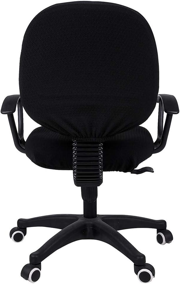Smiry Office Computer Chair Covers for Desk Rotating Chair Protector | Stretch Jacquard Removable Washable Universal Slipcovers, Seat + Backrest Cover, Black