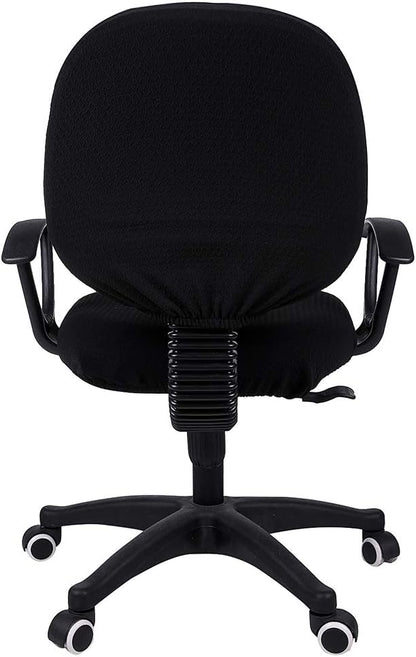 Smiry Office Computer Chair Covers for Desk Rotating Chair Protector | Stretch Jacquard Removable Washable Universal Slipcovers, Seat + Backrest Cover, Black