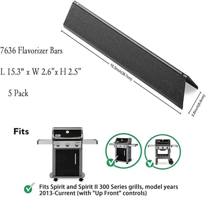 Spirit E310 Parts 7636 Flavorizer Bars 69787 Grill Burner for Weber Spirit and Spirit II 300 Series E310 E320 E330 S310 S320 S330 with Front Control, 15.3" Heat Plate 18" Burner for Weber Spirit E310