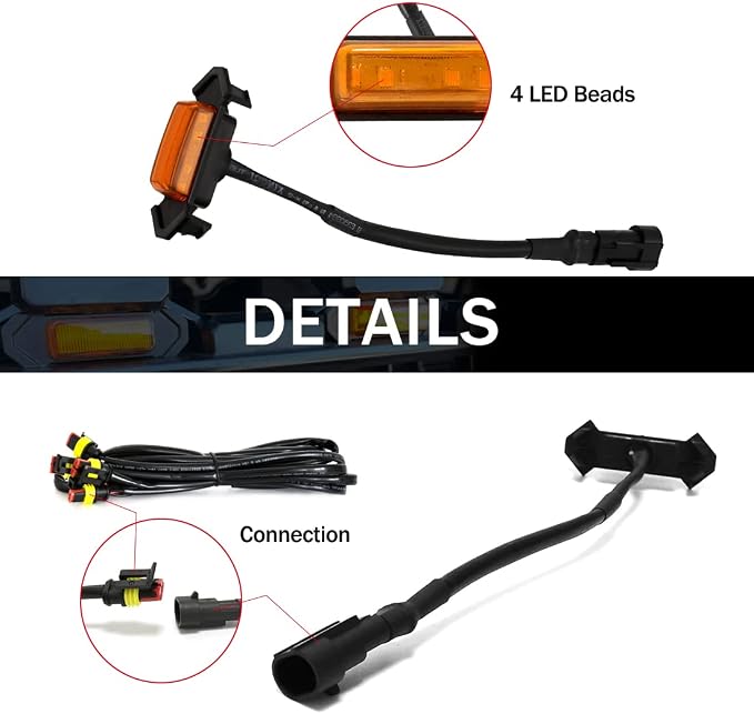 Amber LED Grille Lights For Tacoma TRD Pro 2016-2022, 4Pcs OEM Front Grill Light Kit with Wire Harness And Fuse