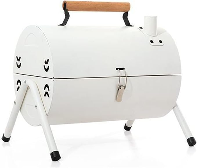 Portable Charcoal Grill Small Cylindrical Bbq Grill for Outdoor Cooking Camping, Picnic, Garden, Travel Bbq Charcoal Grill Suitable for 2-4 People 38 * 38 * 25 cm