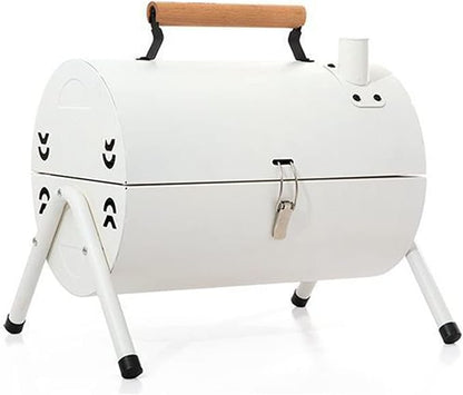 Portable Charcoal Grill Small Cylindrical Bbq Grill for Outdoor Cooking Camping, Picnic, Garden, Travel Bbq Charcoal Grill Suitable for 2-4 People 38 * 38 * 25 cm