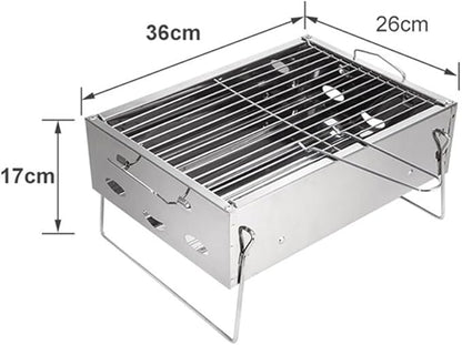Portable Charcoal Grill for Camping BBQ, Outdoor Barbecue Grill with Thickened Stainless Steel, Lightweight & Stable Support, Easy Carry & Clean,36 * 26 * 17Cm-D