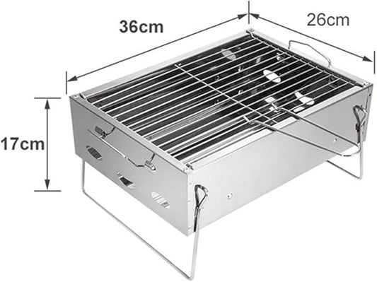 Portable Charcoal Grill for Camping BBQ, Outdoor Barbecue Grill with Thickened Stainless Steel, Lightweight & Stable Support, Easy Carry & Clean,36 * 26 * 17Cm-D