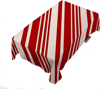 Moslion Red and Cream Stripes Tablecloth Candy Cane Rectangle Tablecloth for Picnic BBQ Kitchen 60x84 Inch