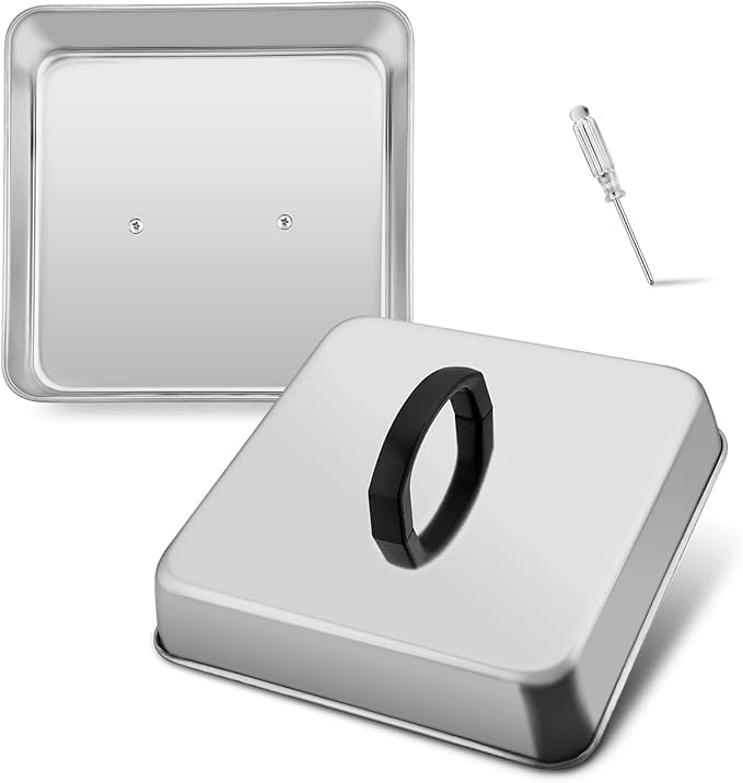 Small 6in Cheese Melting Dome, HaSteeL Stainless Steel Square Basting Steaming Cover Lid, Griddle Accessories for Kitchen Cast Iron Flat Top, Great for Cooking Grilling Burger Patty Steak Bacon - 2Pcs