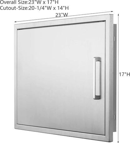 BBQ Access Door Stainless Steel,Overall-Size:23" W 17" H Horizontal Single Door Reversible Open Left or Right, Flush Mount for Outdoor Kitchen