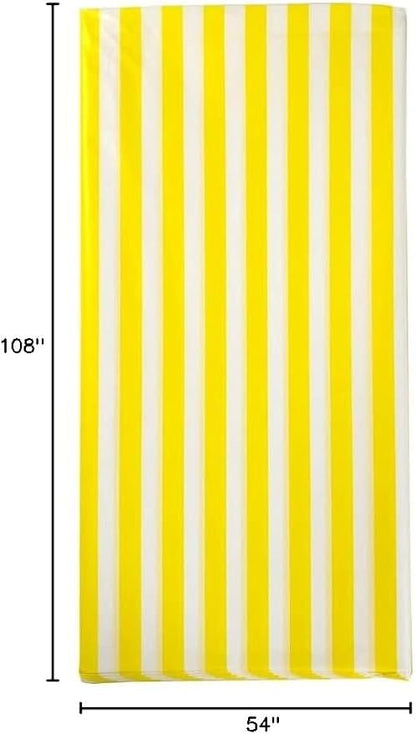 Vpang 2 Pcs Striped Plastic Print Tablecloths Disposable Table Cover Thickened Rectangle Tablecover, Kitchen Picnic Wedding Birthday Party Table Covers, 54"x108" (Yellow Stripe)