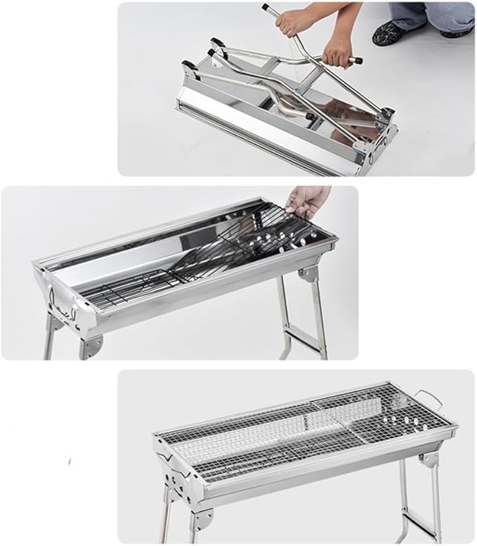 Portable Charcoal Grill for Camping BBQ Grills Outdoor Barbecue Grill Home Charcoal Barbecue Grill with Foldable Legs,73 * 33.5 * 70Cm-D