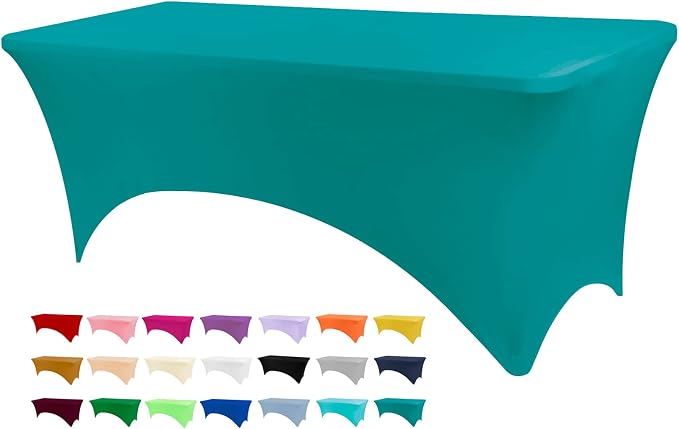 BDDC 6ft Stretch Spandex Fitted Table Cloth for 6 Foot Tables | GRS-Certified Eco-Friendly Fabric, Elastic Fit Rectangle Tablecloth, Washable, Wrinkle-Free, For Events & Parties