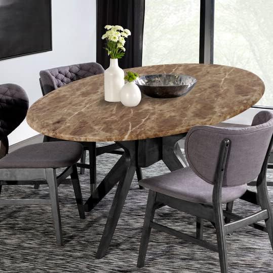 LUSHVIDA Round Vinyl Waterproof Table Cover, Fits Up to 45''-56'', Marble Brown