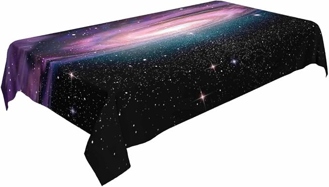 TKS MITLAN Purple Spiral Galaxy Tablecloth Decor Universe Stars Shine Beautiful Glow Table Cloth Dining Room Kitchen Table Cover 60" X 84" Oblong/Rectangle