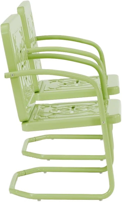 Crosley Furniture Azalea 2-Piece Outdoor Chair Set, Vintage Retro Metal Patio Chairs for Dining, Porch, Deck, Key Lime Gloss