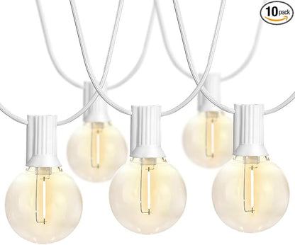 SUNTHIN Outdoor White String Lights, 27FT White Patio Lights with 14 G40 Shatterproof LED Bulbs(1 Spare), Waterproof Hanging Outside Lights for Yard, Porch, Deck, Garden, Pergola