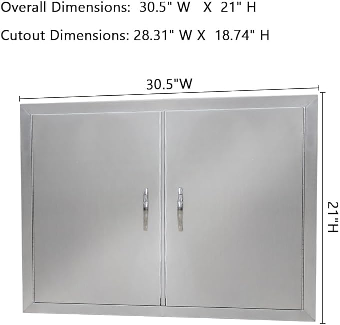 Garvee BBQ Access Door 30.5 in W x 21 in H, Double Door Outdoor Kitchen Doors for BBQ Island Grilling Station