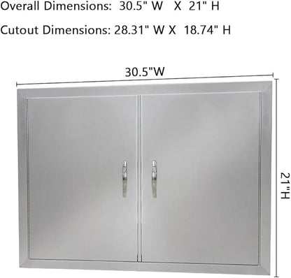 Garvee BBQ Access Door 30.5 in W x 21 in H, Double Door Outdoor Kitchen Doors for BBQ Island Grilling Station