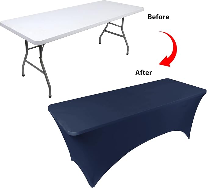 BDDC 6ft Stretch Spandex Fitted Table Cloth for 6 Foot Tables | GRS-Certified Eco-Friendly Fabric, Elastic Fit Rectangle Tablecloth, Washable, Wrinkle-Free, For Events & Parties