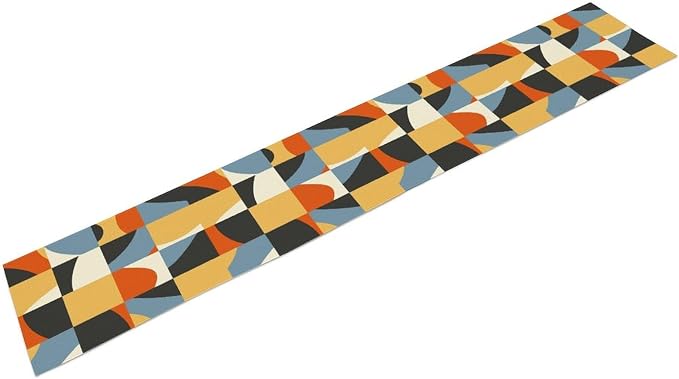 Mid Century Geometric Table Runner Dresser Scarves,Nordic Abstract Splicing Semicircle Linen Table for Party Kitchen Dining Banquet 13x120in