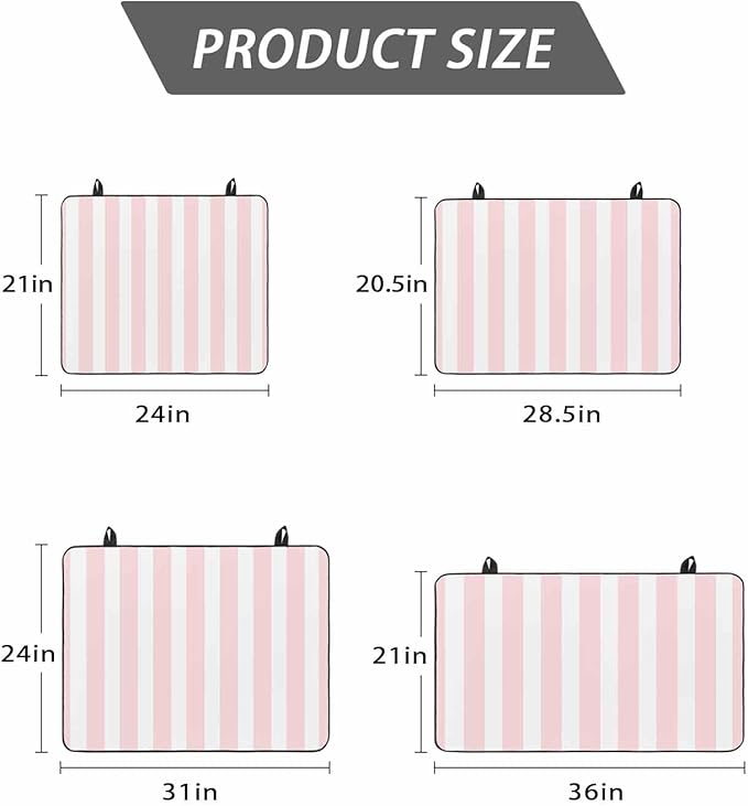 Stove Top Covers for Electric Stove 28.5x20.5 Inches,Pink Stripes HeatResistant Glass Cooktop Protector,Modern Farmhouse Pink White Vertical Striped Ceramic Stovetop Countertop Covers Mat,Oven Cover